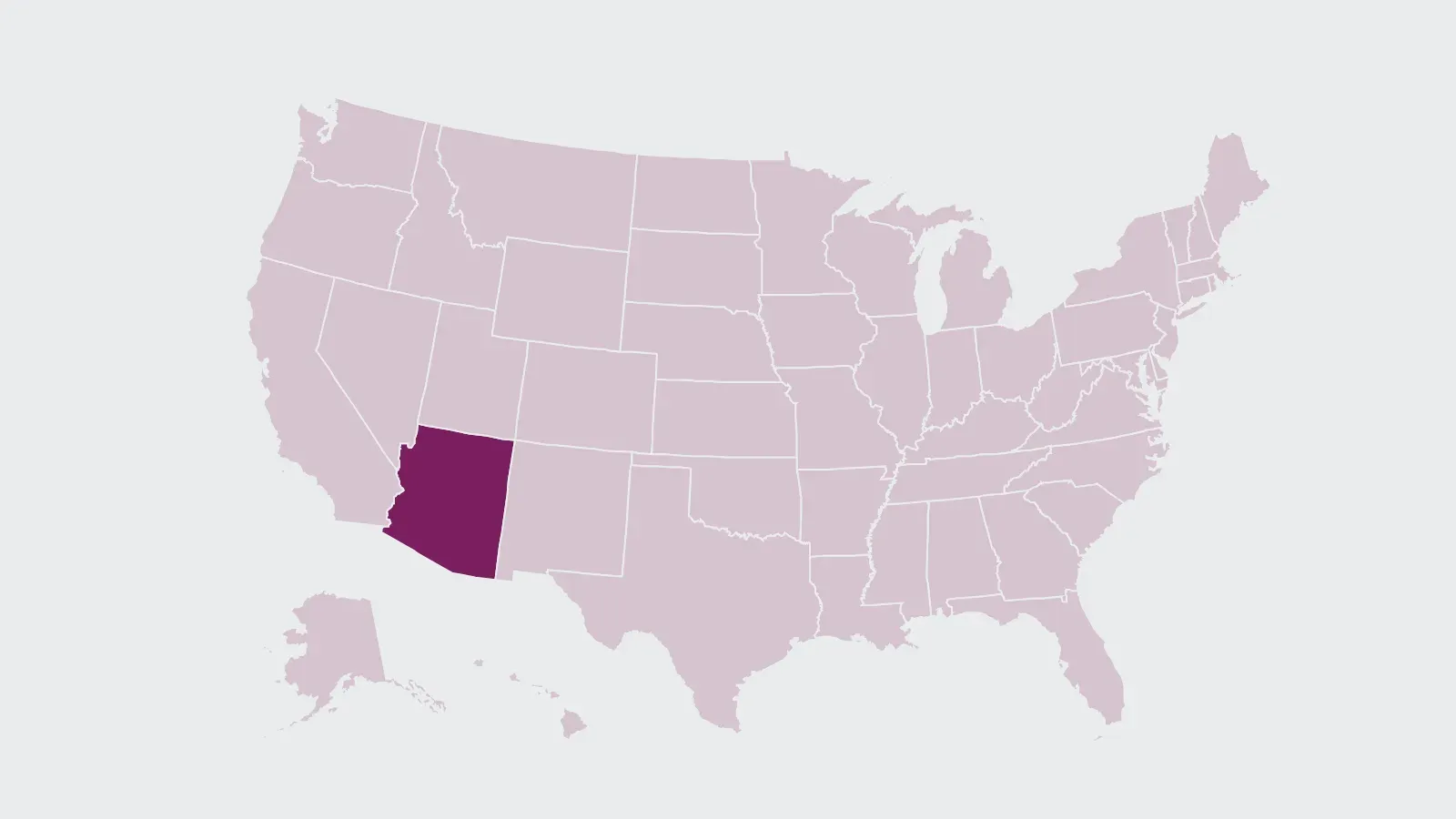 Map of the United States with Arizona highlighted