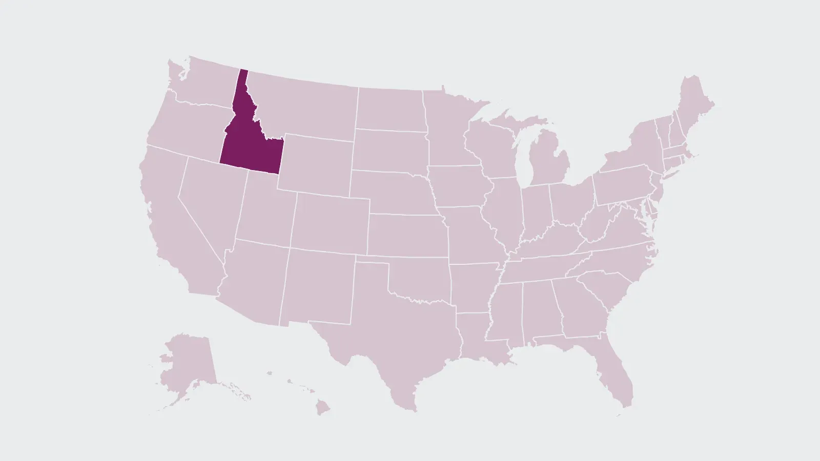 Map of the United States with Idaho highlighted
