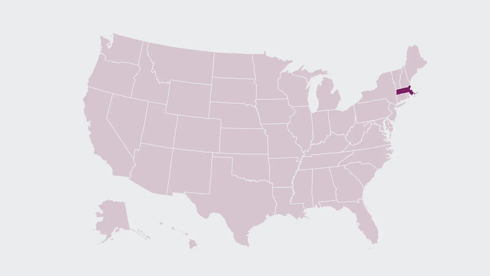Map of the United States with Massachusetts highlighted
