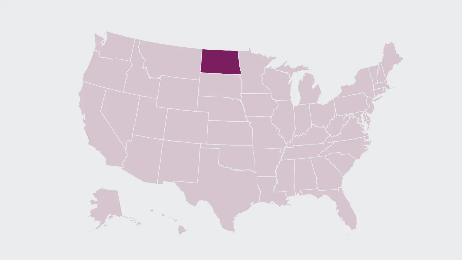 Map of the United States with North Dakota highlighted