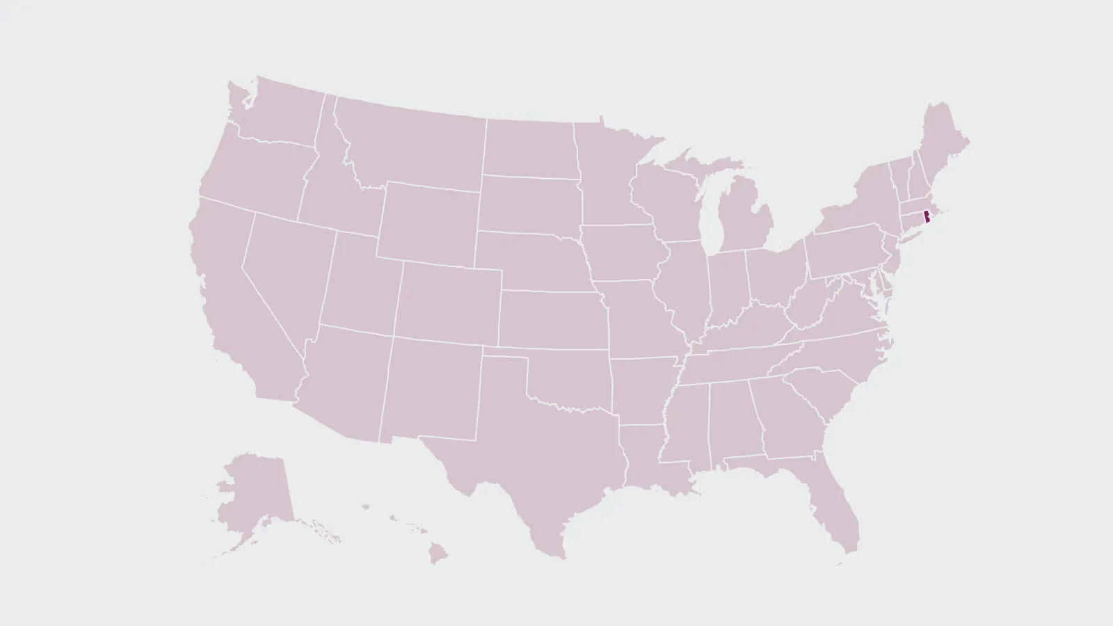 Map of the United States with Rhode Island highlighted
