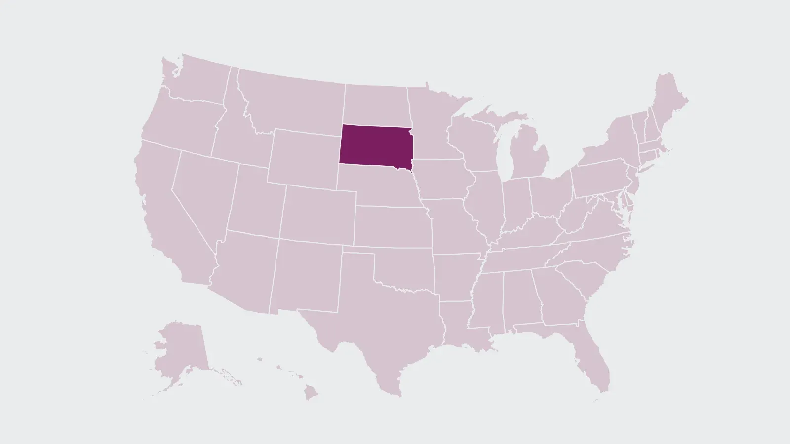 Map of the United States with South Dakota highlighted