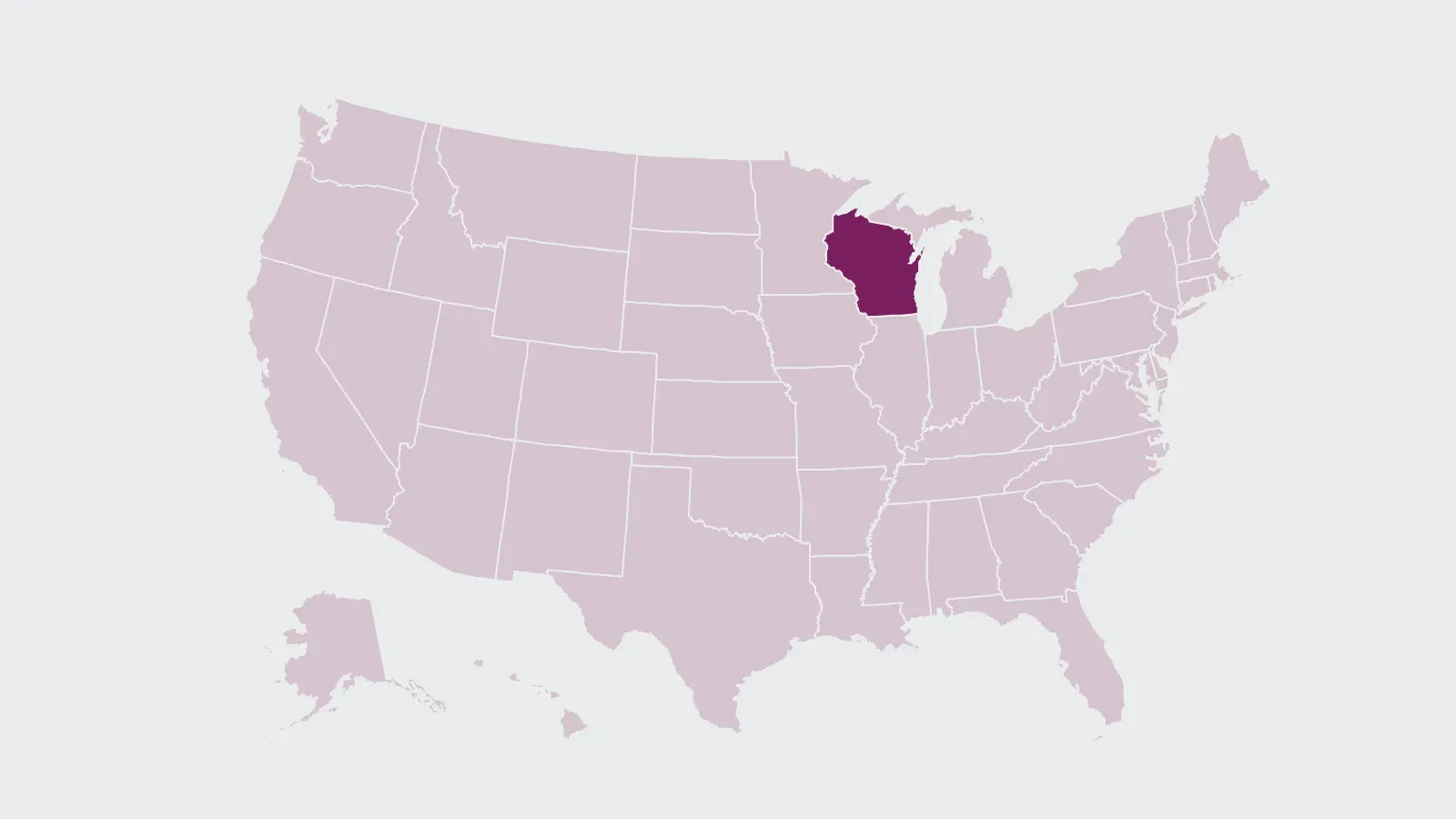 Map of the United States with Wisconsin highlighted